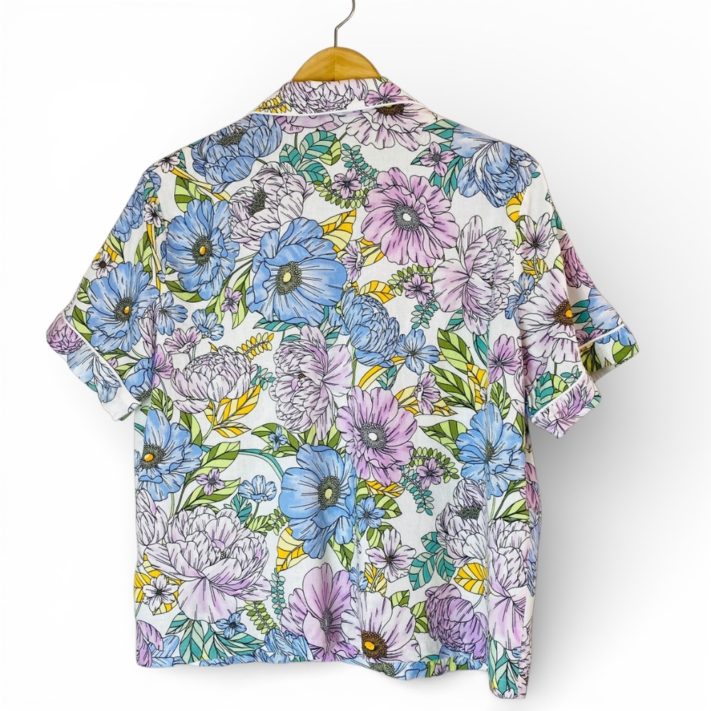 GAP Linen Blend Pajamas set shorts and Short Sleeve top in multi floral Size LT - Picture 4 of 10
